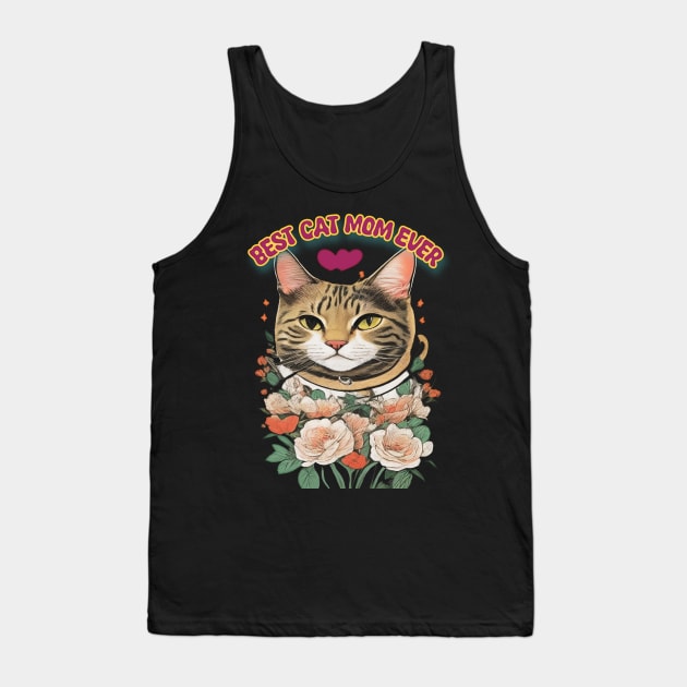 Vintage funny Cat t mom ever Daddy gift Tank Top by masterpiecesai